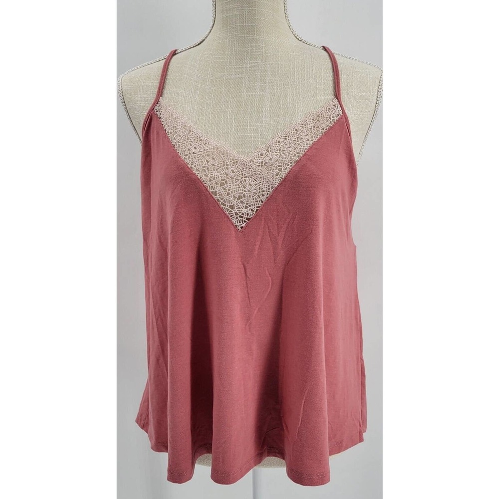 NWT FLORA NIKROOZ Camisole Lounge Top Size S Rose Adjustable Straps V Neck